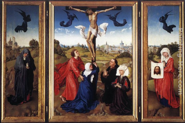 Crucifixion Triptych painting - Rogier van der Weyden Crucifixion Triptych art painting